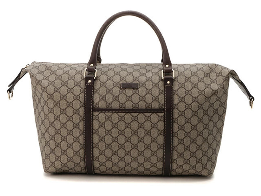 Gucci GG Supreme Boston Bag Brown Calfskin
